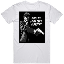 Jules Does he look like a bitch to you Pulp Fiction JOE  Retro Graphic Unisex Cotton White Classic T Shirt