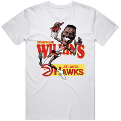 Dominique Wilkins Retro Basketball Caricature  Retro Graphic Unisex Cotton White Classic T Shirt