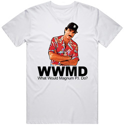 Magnum Pi  Retro Graphic Unisex Cotton White Classic T Shirt