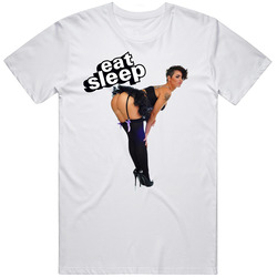 Eat Sleep Christy Mack Funny Porn Star  Retro Graphic Unisex Cotton White Classic T Shirt