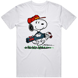 Snoopy Golfing  Retro Graphic Unisex Cotton White Classic T Shirt