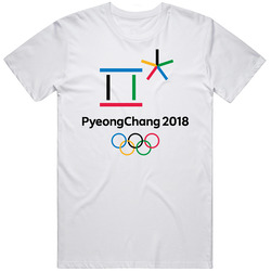 Pyeongchang 2018 Winter Olympics Logo South Korea  Retro Graphic Unisex Cotton White Classic T Shirt