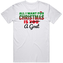 All I Want For Christmas Is A Goat Funny Cute Holiday Gift  Retro Graphic Unisex Cotton White Classic T Shirt