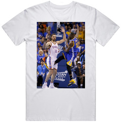 Draymond Green Kicks Steven Adams Basketball Okc  Retro Graphic Unisex Cotton White Classic T Shirt
