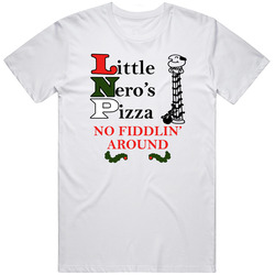 Little Neros Pizza No Fiddlin Around Home Alone Movie Lovers  Retro Graphic Unisex Cotton White Classic T Shirt