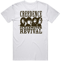 Creedence Clearwater Revival Band  Retro Graphic Unisex Cotton White Classic T Shirt