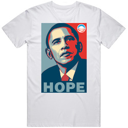 Barack Obama Hope  Retro Graphic Unisex Cotton White Classic T Shirt