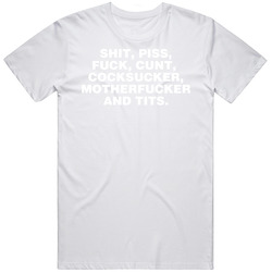 Seven Dirty Words George Carlin Funny  Retro Graphic Unisex Cotton White Classic T Shirt