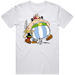 Asterix And Obelix Comic  Retro Graphic Unisex Cotton White Classic T Shirt