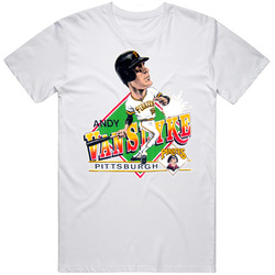 Andy Van Slyke Retro Baseball Caricature  Retro Graphic Unisex Cotton White Classic T Shirt
