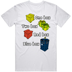 Blue Box  Retro Graphic Unisex Cotton White Classic T Shirt