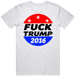 Fuck Donald Trump 2016 Usa Hates Trump  Retro Graphic Unisex Cotton White Classic T Shirt