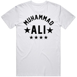 Muhammad Ali 5 Star White  Retro Graphic Unisex Cotton White Classic T Shirt