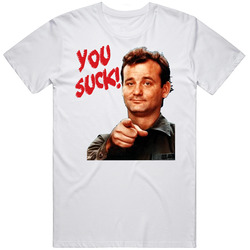 Bill Murray You Suck  Retro Graphic Unisex Cotton White Classic T Shirt