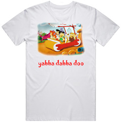 The Flintstones Cartoon  Retro Graphic Unisex Cotton White Classic T Shirt