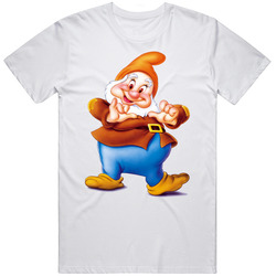 Happy 7 Dwarfs 2  Retro Graphic Unisex Cotton White Classic T Shirt