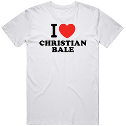I Heart Christian Bale Action Movie Star Actor Fan  Retro Graphic Unisex Cotton White Classic T Shirt