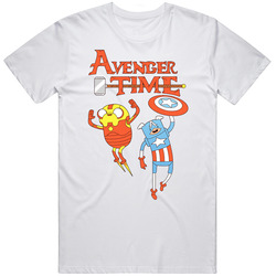 Adventure Time Avenger  Retro Graphic Unisex Cotton White Classic T Shirt