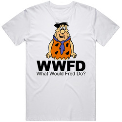 What Would Fred Do Flinstones  Retro Graphic Unisex Cotton White Classic T Shirt