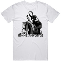 Bonnie And Clyde Outlaws  Retro Graphic Unisex Cotton White Classic T Shirt