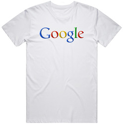 Google Logo White Men's  Retro Graphic Unisex Cotton White Classic T Shirt