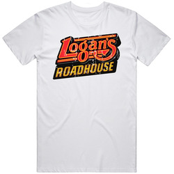 Logans Roadhouse Fast Food Restaurant Distressed Look  Retro Graphic Unisex Cotton White Classic T Shirt