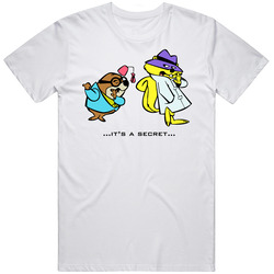 Secret Squirrel Telling Shhhh  Retro Graphic Unisex Cotton White Classic T Shirt