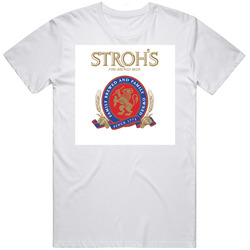 Stroh's Beer Vintage  Retro Graphic Unisex Cotton White Classic T Shirt