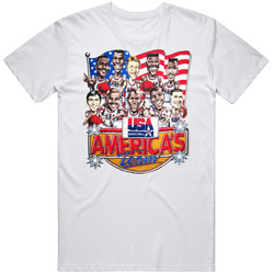 Dream Team Basketball Usa Jordan Bird  Retro Graphic Unisex Cotton White Classic T Shirt