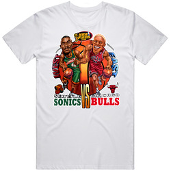Shawn Kemp Dennis Rodman Retro Caricature T Shirt