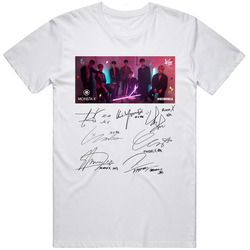Monsta x kcon all member sign custom kpop t shirt shirts tee  Retro Graphic Unisex Cotton White Classic T Shirt