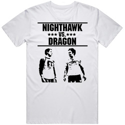 Step Brothers Nighthawk Vs Dragon  Retro Graphic Unisex Cotton White Classic T Shirt