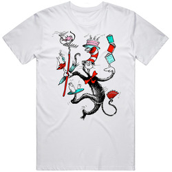 Cat In The  Retro Graphic Unisex Cotton White Classic T Shirt