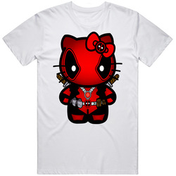Tshirt Hello Kitty Deadpool Parody White Cotton Unisex Apparel  Retro Graphic Unisex Cotton White Classic T Shirt