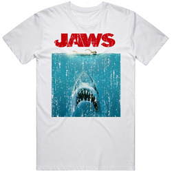 Jaws Cult Movie Poster Gord Downie Tragically Hip Vintage  Retro Graphic Unisex Cotton White Classic T Shirt