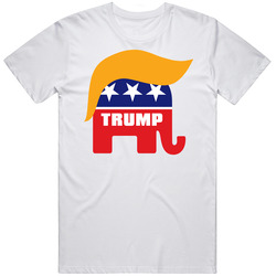 Donald Trump Hair Gop Elephant  Retro Graphic Unisex Cotton White Classic T Shirt
