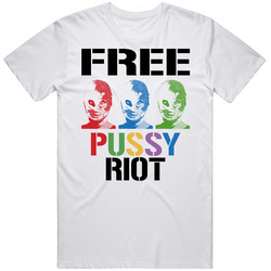 Free Pussy Riot Punk Russia Protest  Retro Graphic Unisex Cotton White Classic T Shirt