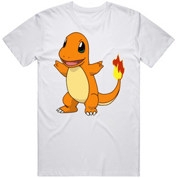 Charmander Video Game Pokeman  Retro Graphic Unisex Cotton White Classic T Shirt
