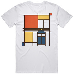 Mondrian Who  Retro Graphic Unisex Cotton White Classic T Shirt