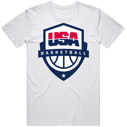 Usa Basketball Logo  Retro Graphic Unisex Cotton White Classic T Shirt