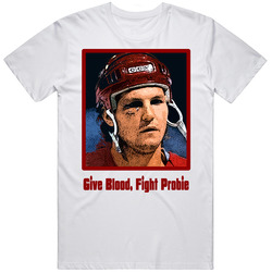 Bob Probert Hockey Fighter  Retro Graphic Unisex Cotton White Classic T Shirt