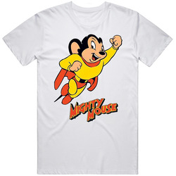Mighty Mouse  Retro Graphic Unisex Cotton White Classic T Shirt