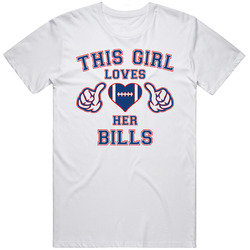 This Girl Loves Her Buffalo Bills Football  Retro Graphic Unisex Cotton White Classic T Shirt