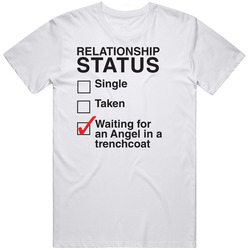 Angel In A Trenchcoat  Retro Graphic Unisex Cotton White Classic T Shirt