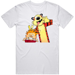 Calvin And Hobbes  4  Retro Graphic Unisex Cotton White Classic T Shirt