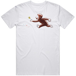 Curious George Old Cartoon Retro Graphic Unisex Cotton White Classic T Shirt