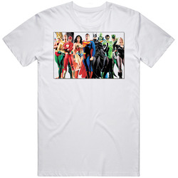 Jla Justice League Retro Graphic Unisex Cotton White Classic T Shirt