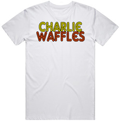 Charlie Waffles Two Half Men Retro Graphic Unisex Cotton White Classic T Shirt