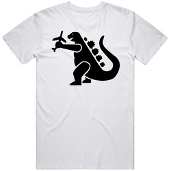 Godzilla Japanese Red (2).jpg Retro Graphic Unisex Cotton White Classic T Shirt