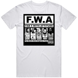Fab 5 With Attitude Nwa Hiphop Sports Parody Retro Graphic Unisex Cotton White Classic T Shirt